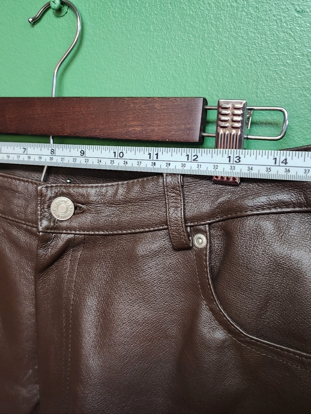 Newport News Brown Leather Pants Size 12 Petite Straight Leg Classic - Picture 3 of 7